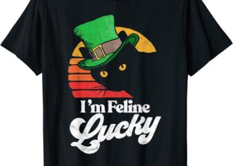 Feline Lucky Vintage St Patricks Day Funny Cat Distressed T-Shirt CL