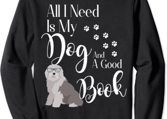 Old English Sheepdog Gift I love My Dog Book Reading CL