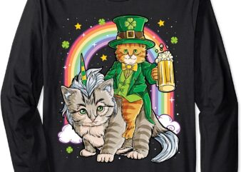 Cat Unicorn Leprechaun St Patricks Day Women Caticorn Beer Long Sleeve T-Shirt CL