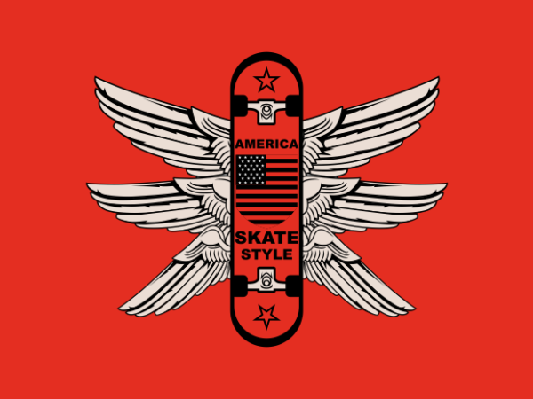 America skateboard badge t shirt vector