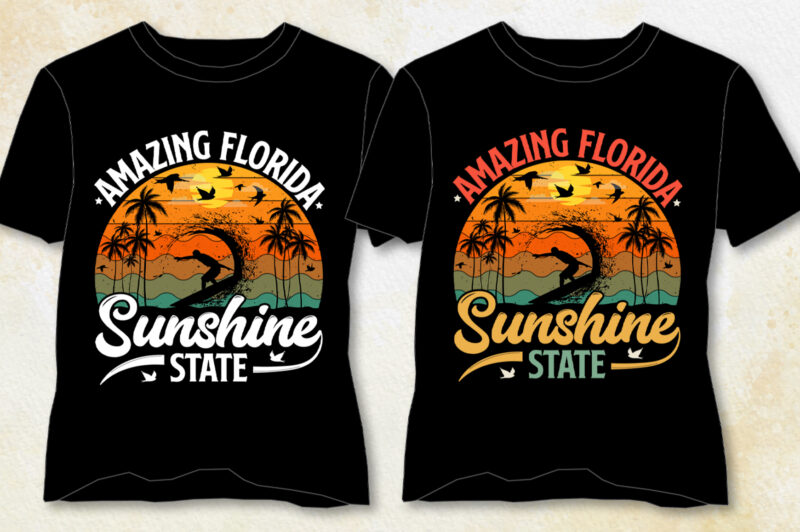 Amazing Florida Sunshine State T-Shirt Design-Vacation T-Shirt Design