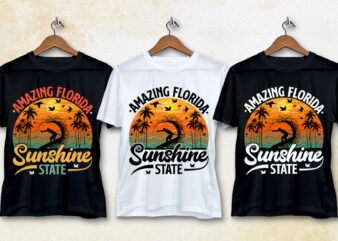 Amazing Florida Sunshine State T-Shirt Design-Vacation T-Shirt Design