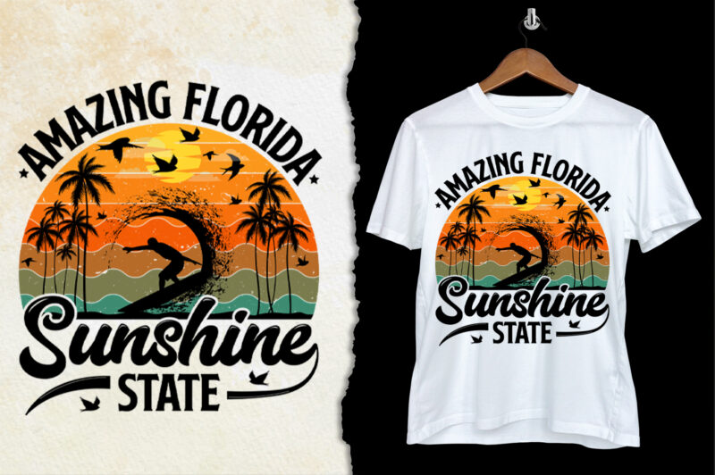 Amazing Florida Sunshine State T-Shirt Design-Vacation T-Shirt Design