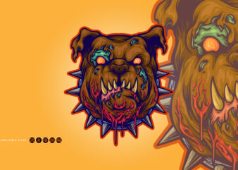 Angry zombie bulldog head svg