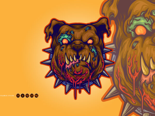 Angry zombie bulldog head svg t shirt vector