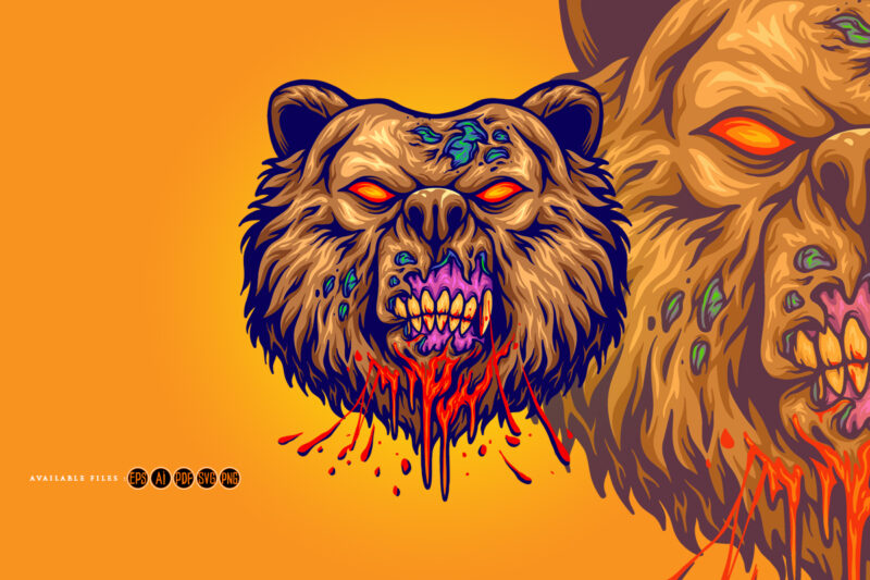 Scary zombie bear head svg