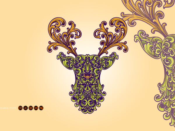 Deer head classic ornament svg t shirt vector illustration