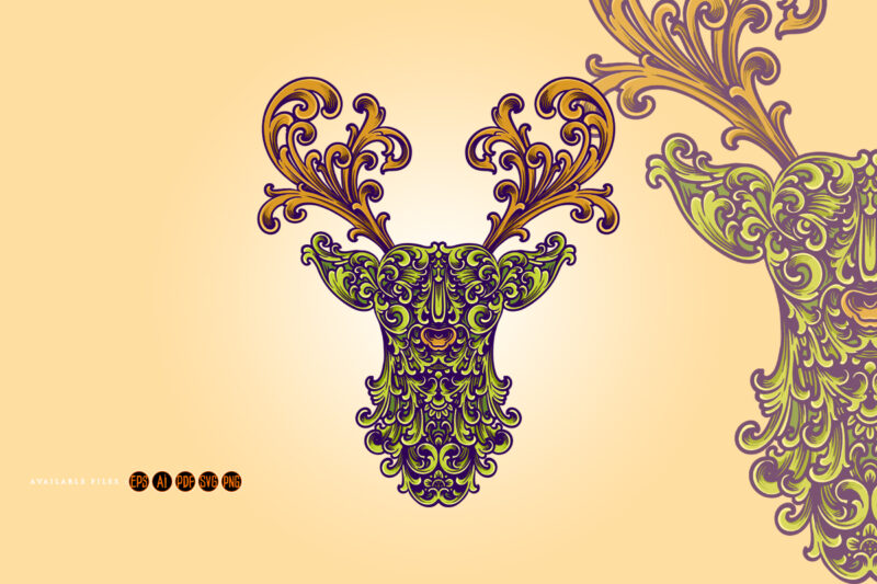 Deer head classic ornament svg