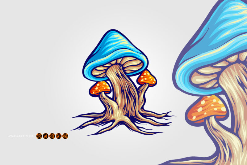 Funny mushrooms colorful svg
