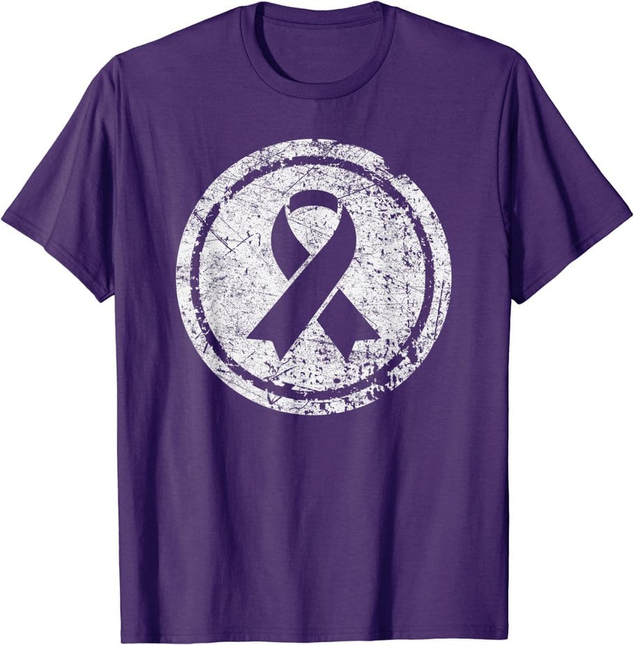 Purple Ribbon Support Survivors Domestic Violence Awareness T-Shirt cl ...