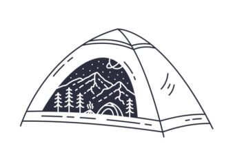 Nature Inside The Camping Tent T shirt vector artwork