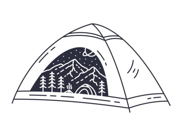 Nature inside the camping tent T shirt vector artwork