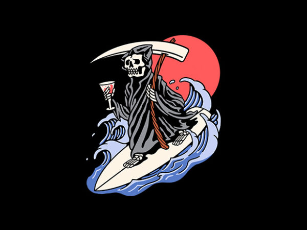 Grim surfer t shirt design template