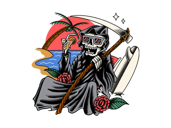 Grim reaper relax t shirt design template