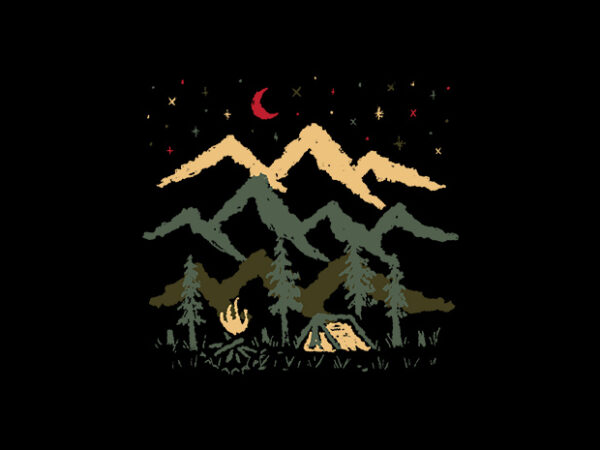 Night camping T shirt vector artwork