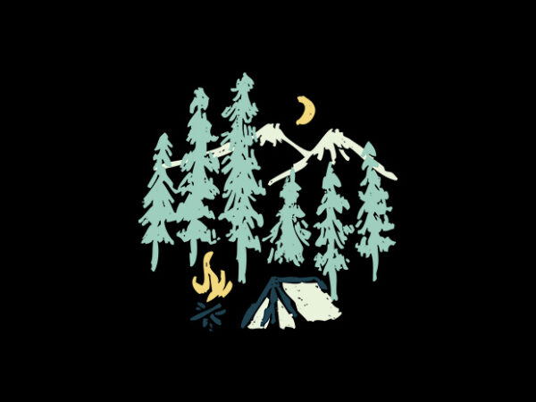 Night camping T shirt vector artwork