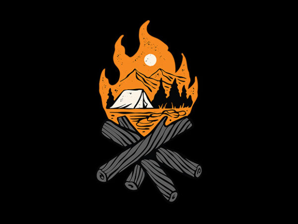 Camp fire t shirt vector file