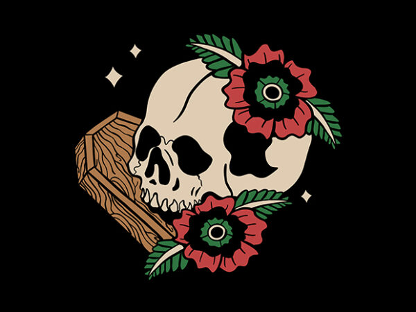 Death flower t shirt vector illustration