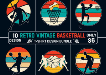 Basketball t-shirt design, Retro vintage t-shirt, Retro vintage basketball t-shirt design, basketball t-shirt bundle, basketball vector