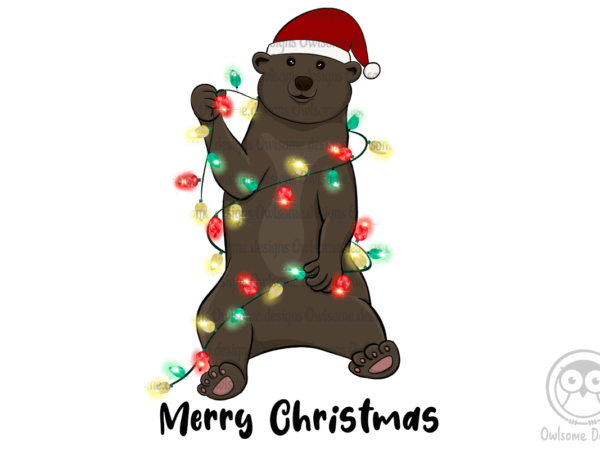 Bear christmas sublimation t shirt template