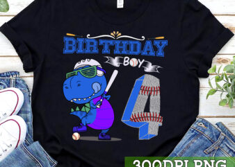 Birthday Boy T-rex Baseball Player Shirt, Birthday party T-Shirt, Birthday Gift, Gift for Kids TC