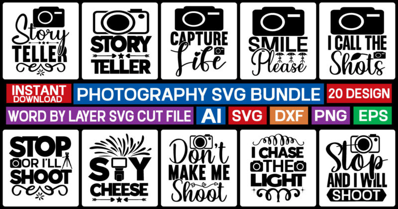 Photography T-shirt Design Bundle,Camera SVG, Photography svg bundle, oh snap, floral camera svg, photographer svg, photography, cutting machine, cutting files for cricut,Camera SVG Bundle, Camera dxf, Camera png, Camera eps,