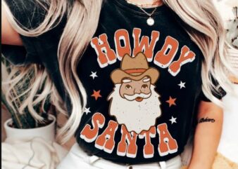 Retro Christmas Comfort Colors Shir Howdy Santa Western Shirt Vintage Santa Christmas Shirt Retro Holiday Shirt Ugly Christmas Sweater Cute CL