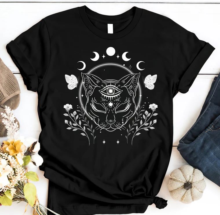 1Wicca Cat Witch Shirt, Witchy Witch Shirt, Witchcraft, Occult, Pagan ...