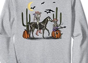 Cowboy Skeletons Drinking Desert Retro Western Halloween Sweatshirt CL