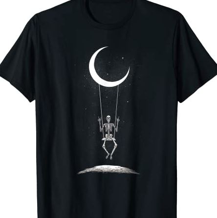 Skeleton Rock On Moon Spooky Halloween Rock Band Concerts T-Shirt CL ...