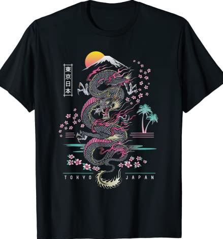 Japanese Tokyo Dragon Asian inspired Neon retro 80’s style T-Shirt CL ...