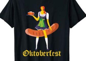 Barmaid Oktoberfest Funny German Woman Dirndl Bratwurst T-Shirt CL