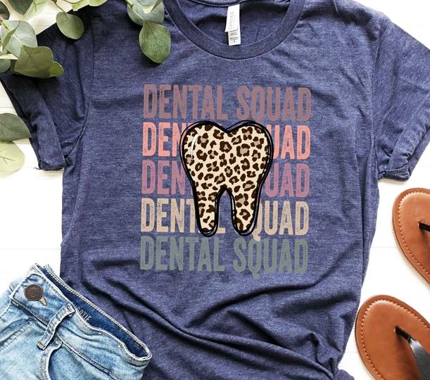 Dental Squad Shirt Dental Best Team TShirt Leopard Teeth Design