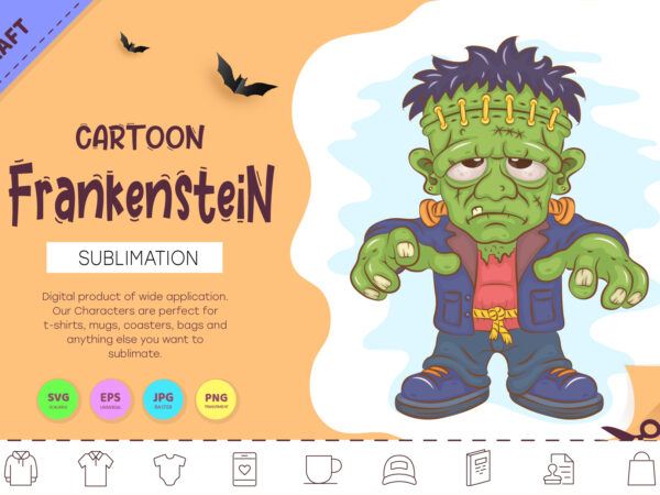 Cartoon frankenstein. crafting t shirt vector file