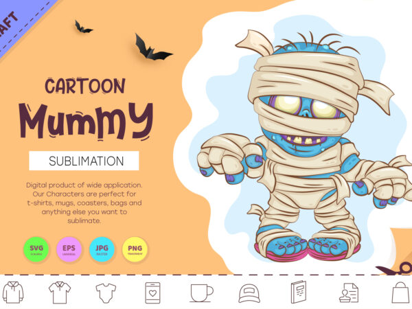 Cartoon mummy. crafting, sublimation. t shirt vector file