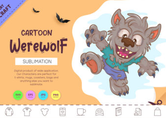 Cartoon Werewolf. Crafting, Sublimation. t shirt vector file