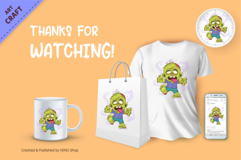 Cartoon Zombie. Crafting, Sublimation.