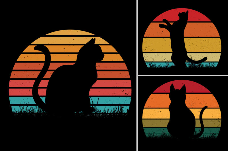 Retro Vintage Sunset T-Shirt Design Graphic Vector Bundle