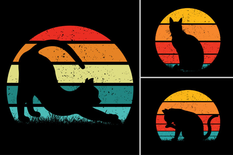 Dog Cat Sunset T-Shirt Design Graphic Bundle