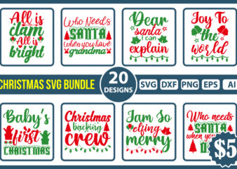 Christmas SVG Bundle, Merry Christmas svg, Christmas Ornaments svg, Holiday Christmas svg, Santa SVG, Funny Christmas Shirt, Cut File Cricut t shirt vector file