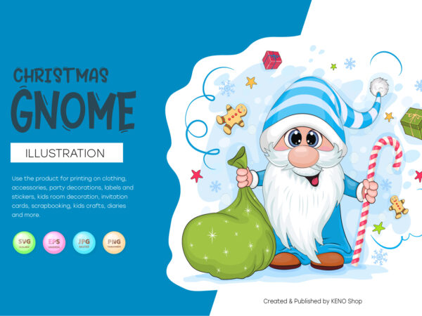 Cute christmas gnome. crafting, sublimation. t shirt vector file