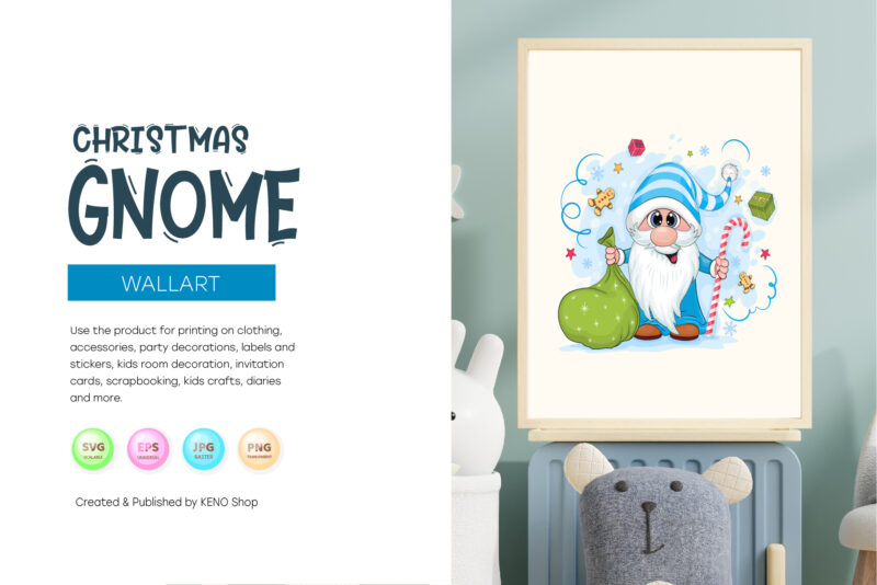 Cute Christmas Gnome. Crafting, Sublimation.