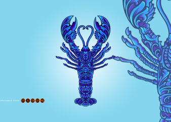 Classic elegant lobster ornament svg