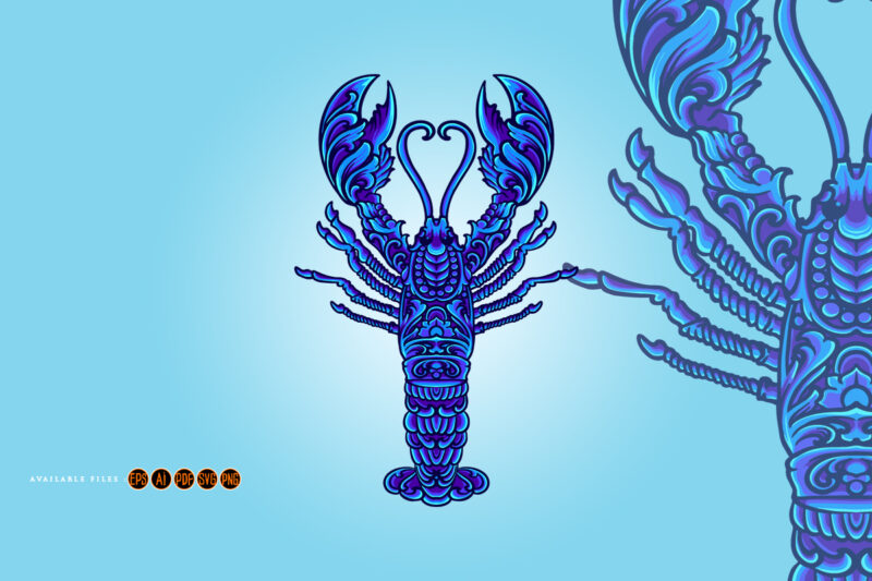 Classic elegant lobster ornament svg