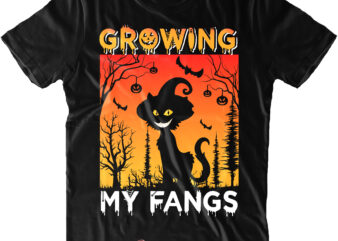 Growing My Fangs SVG, Cat Halloween Svg, Cat Svg, Black Cat Halloween Svg, Scary Laughing Cat Svg, Halloween Svg, Pumpkin Svg, Witch Svg, Ghost Svg, Trick or Treat, Spooky, Hocus