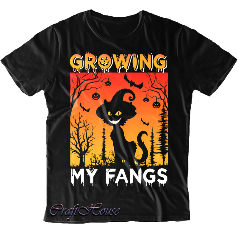 Growing My Fangs SVG, Cat Halloween Svg, Cat Svg, Black Cat Halloween ...