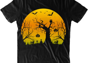 Spooky tree under the Halloween Moon Png, Halloween Night, Halloween design, Halloween Graphics, Halloween Quote, Ghost, Halloween Png, Pumpkin, Witch, Witches, Spooky, Halloween Party, Spooky Season, Halloween vector, Trick or