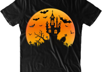 Horror House under the Halloween Moon Png, Halloween Png, Funny Halloween, Halloween Graphics, Halloween vector