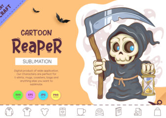 Cute Cartoon Reaper. Crafting, Sublimation.