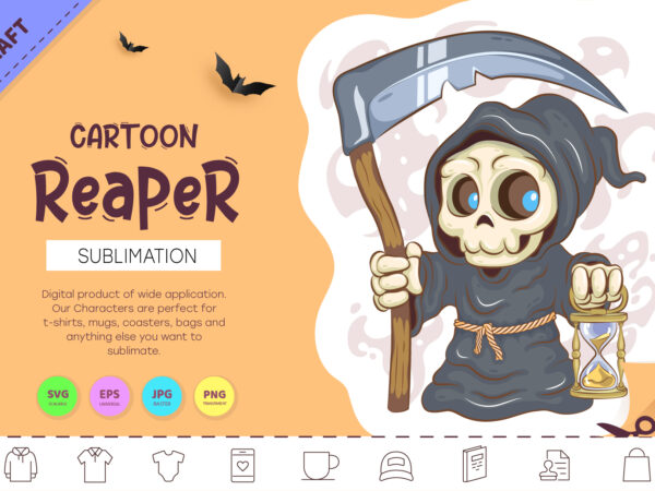 Cute cartoon reaper. crafting, sublimation. t shirt vector file